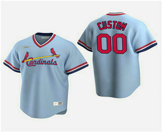 Men's Custom St. Louis Cardinals Light Blue Road Cooperstown Collection Nike Jersey