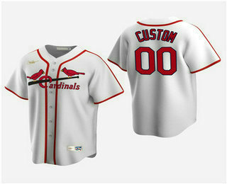 Men's Custom St. Louis Cardinals White Home Cooperstown Collection Nike Jersey