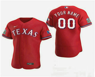 Men's Custom Texas Rangers Custom 2020 Alternate Flexbase Red Jersey