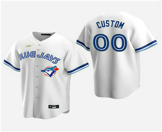 Men's Custom Toronto Blue Jays White Home Cooperstown Collection Nike Jersey