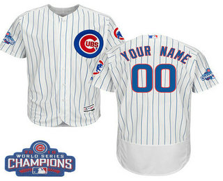 Men's Customized MLB Majestic Chicago Cubs 2016 World Series Champions Flex Base Authentic White Jersey