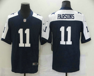 Men's Dallas Cowboys #11 Micah Parsons Blue Thanksgiving 2021 Vapor Untouchable Stitched NFL Nike Limited Jersey