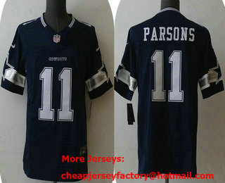 Men's Dallas Cowboys #11 Micah Parsons Navy Blue 2023 FUSE Vapor Stitched Jersey