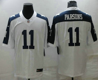 Men's Dallas Cowboys #11 Micah Parsons White Thanksgiving 2021 Vapor Untouchable Stitched NFL Nike Limited Jersey