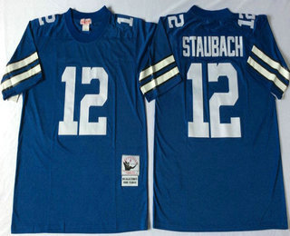 Men's Dallas Cowboys #12 Roger Staubach Blue Throwback Jersey by Mitchell & Ness