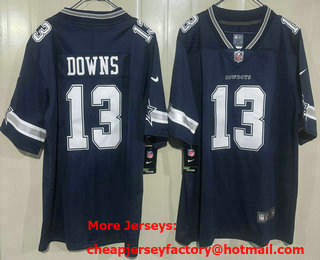 Men's Dallas Cowboys #13 Caleb Downs Limited Navy Vapor Jersey