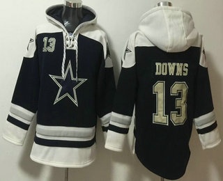 Men's Dallas Cowboys #13 Caleb Downs Navy Blue Ageless Must Have Lace Up Pullover Hoodie