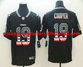 Men's Dallas Cowboys #19 Amari Cooper 2018 USA Flag Fashion Black Color Rush Stitched Nike Limited Jersey