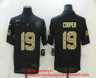 Men's Dallas Cowboys #19 Amari Cooper Black Camo 2020 Salute To Service Stitched NFL Nike Limited Jersey