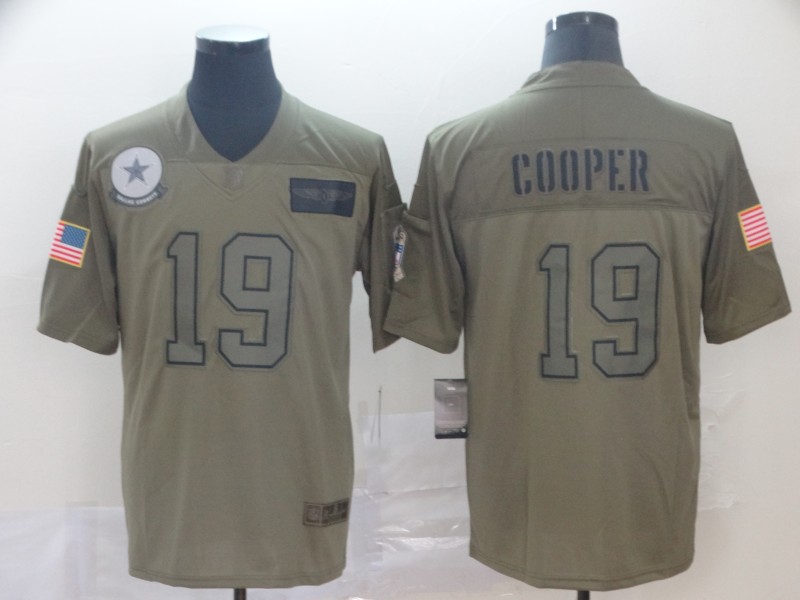 Men's Dallas Cowboys #19 Amari Cooper NEW Olive 2019 Salute To Service Stitched NFL Nike Limited Jersey