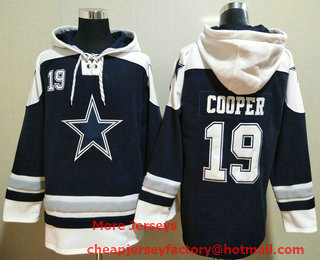 Men's Dallas Cowboys #19 Amari Cooper Navy Blue Ageless Must Have Lace Up Pullover Hoodie