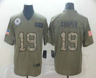 Men's Dallas Cowboys #19 Amari Cooper Olive Camo 2019 Salute To Service Stitched NFL Nike Limited Jersey