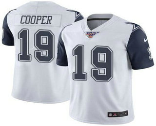 Men's Dallas Cowboys #19 Amari Cooper White 100th Season 2016 Color Rush Stitched NFL Nike Limited Jersey