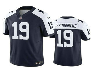 Men's Dallas Cowboys #19 Noah Igbinoghene Navy White 2023 FUSE Vapor Limited Stitched Jersey