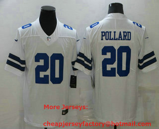 Men's Dallas Cowboys #20 Tony Pollard White 2021 Vapor Untouchable Stitched NFL Nike Limited Jersey