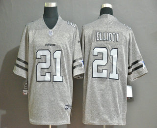 Men's Dallas Cowboys #21 Ezekiel Elliott 2019 Gray Gridiron Vapor Untouchable Stitched NFL Nike Limited Jersey