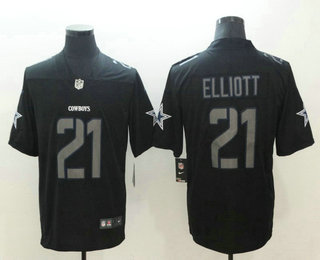 Men's Dallas Cowboys #21 Ezekiel Elliott Black 2018 Fashion Impact Black Color Rush Stitched NFL Nike Limited Jersey