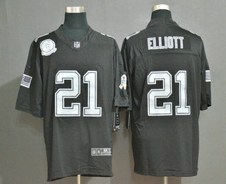 Men's Dallas Cowboys #21 Ezekiel Elliott Black Olive 2019 Salute To Service Stitched NFL Nike Limited Jersey