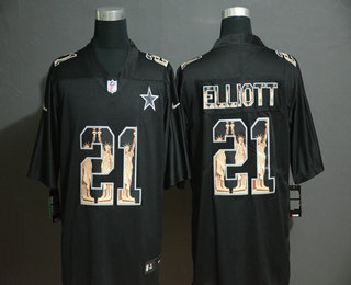 Men's Dallas Cowboys #21 Ezekiel Elliott Black Statue Of Liberty Stitched NFL Nike Limited Jersey