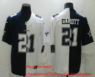 Men's Dallas Cowboys #21 Ezekiel Elliott Blue White Two Tone 2021 Vapor Untouchable Stitched NFL Nike Limited Jersey