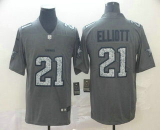 Men's Dallas Cowboys #21 Ezekiel Elliott Gray Fashion Static 2019 Vapor Untouchable Stitched NFL Nike Limited Jersey