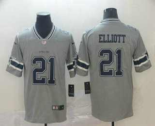 Men's Dallas Cowboys #21 Ezekiel Elliott Grey 2019 Inverted Legend Stitched NFL Nike Limited Jersey