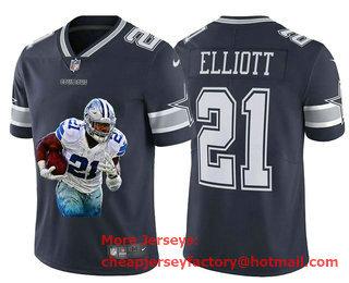 Men's Dallas Cowboys #21 Ezekiel Elliott Grey Player Portrait Edition 2020 Vapor Untouchable Stitched NFL Nike Limited Jersey