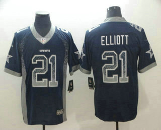 Men's Dallas Cowboys #21 Ezekiel Elliott Navy Blue 2018 Fashion Drift Color Rush Stitched NFL Nike Limited Jersey