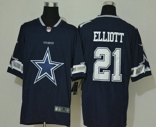 Men's Dallas Cowboys #21 Ezekiel Elliott Navy Blue 2020 Big Logo Vapor Untouchable Stitched NFL Nike Fashion Limited Jersey