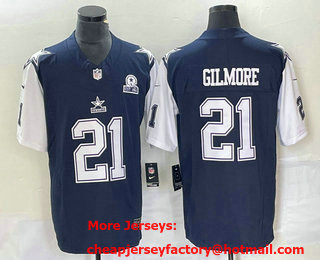 Men's Dallas Cowboys #21 Stephon Gilmore Navy Blue FUSE Vapor Thanksgiving 1960 Patch Limited Stitched Jersey