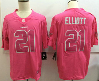 Men's Dallas Cowboys #21 Ezekiel Elliott Pink Fashion 2017 Rush NFL Nike Limited Jersey
