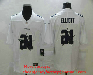 Men's Dallas Cowboys #21 Ezekiel Elliott White 2020 Shadow Logo Vapor Untouchable Stitched NFL Nike Limited Jersey