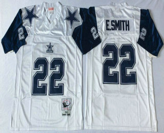 Men's Dallas Cowboys #22 Emmitt Smith White Thanksgivings Throwback Jersey by Mitchell & Ness