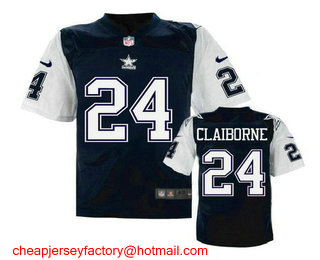 Men's Dallas Cowboys #24 Morris Claiborne Navy Blue Throwback Stitched NFL Nike Elite Jersey