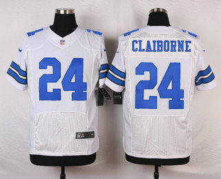Men's Dallas Cowboys #24 Morris Claiborne White Road NFL Nike Elite Jersey