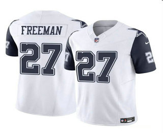 Men's Dallas Cowboys #27 Royce Freeman White 2023 FUSE Color Rush Limited Stitched Football Jersey