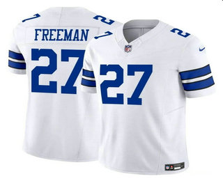 Men's Dallas Cowboys #27 Royce Freeman White 2023 FUSE Vapor Limited Stitched Football Jersey