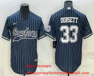 Men's Dallas Cowboys #33 Tony Dorsett Navy With Patch Cool Base Stitched Baseball Jersey