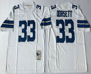 Men's Dallas Cowboys #33 Tony Dorsett White Throwback Jersey by Mitchell & Ness