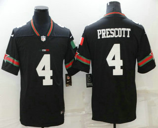 Men's Dallas Cowboys #4 Dak Prescott Black Mexico 2021 Vapor Untouchable Stitched Nike Limited Jersey