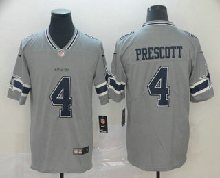 Men's Dallas Cowboys #4 Dak Prescott Grey 2019 Inverted Legend Stitched NFL Nike Limited Jersey