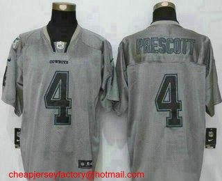 Men's Dallas Cowboys #4 Dak Prescott Lights Out Grey Stitched NFL Nike Elite Jersey