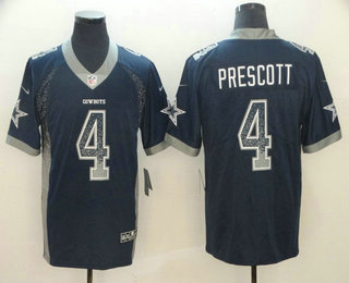 Men's Dallas Cowboys #4 Dak Prescott Navy Blue 2018 Fashion Drift Color Rush Stitched NFL Nike Limited Jersey