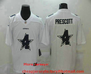 Men's Dallas Cowboys #4 Dak Prescott White 2020 Shadow Logo Vapor Untouchable Stitched NFL Nike Limited Jersey