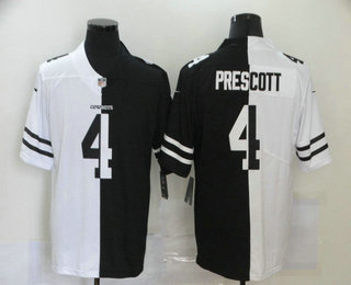 Men's Dallas Cowboys #4 Dak Prescott White Black Peaceful Coexisting 2020 Vapor Untouchable Stitched NFL Nike Limited Jersey