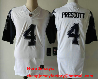 Men's Dallas Cowboys #4 Dak Prescott White FUSE Vapor Thanksgiving Limited Stitched Jersey