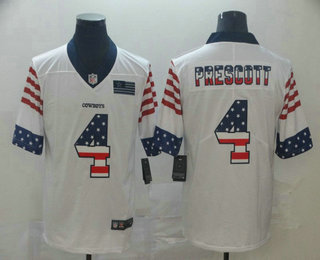 Men's Dallas Cowboys #4 Dak Prescott White Independence Day Stars & Stripes Jersey
