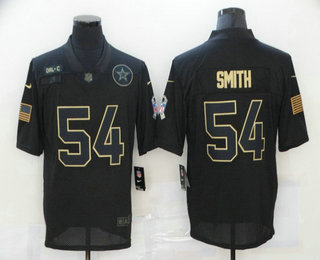 Men's Dallas Cowboys #54 Jaylon Smith Black 2020 Salute To Service Stitched NFL Nike Limited Jersey