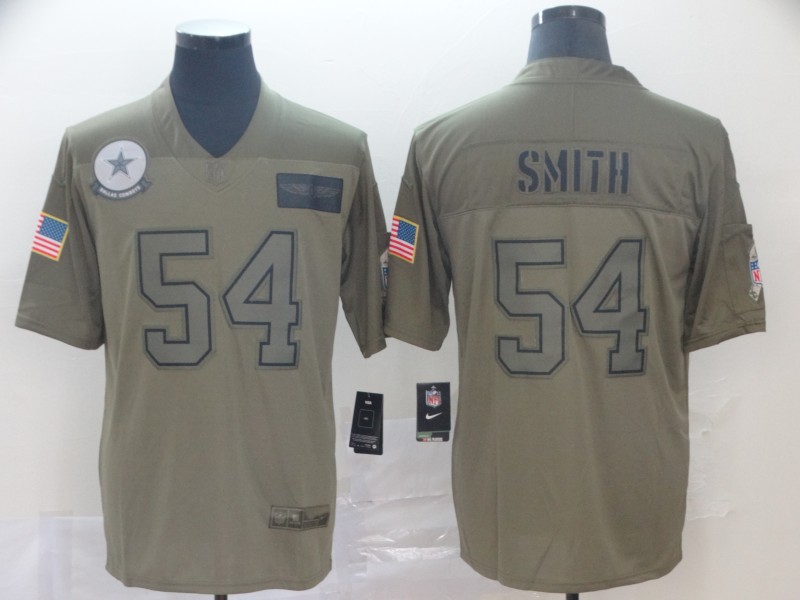 Men's Dallas Cowboys #54 Jaylon Smith NEW Olive 2019 Salute To Service Stitched NFL Nike Limited Jersey