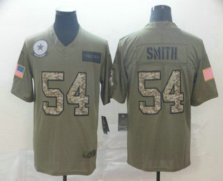 Men's Dallas Cowboys #54 Jaylon Smith Olive Camo 2019 Salute To Service Stitched NFL Nike Limited Jersey